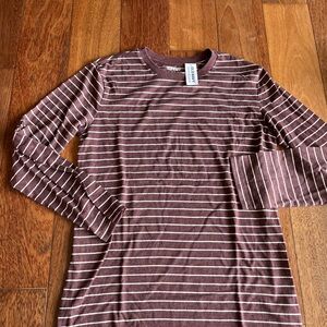 Old Navy Maroon and White Striped Tee